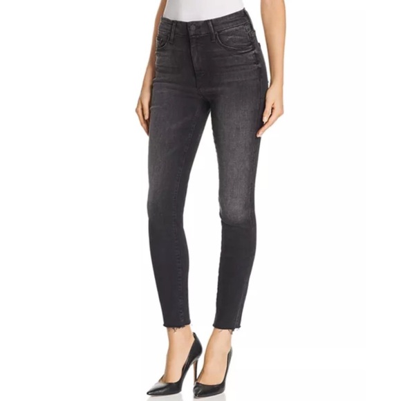 MOTHER Denim - Mother Looker High-Rise Ankle Fray Skinny Jeans in Night Hawk
